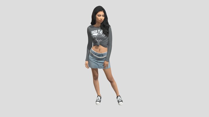 Knot-Front Graphic Tee Street Style – Free 3D Model STL
