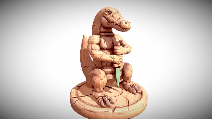Crocodrile royal statue 3D Model