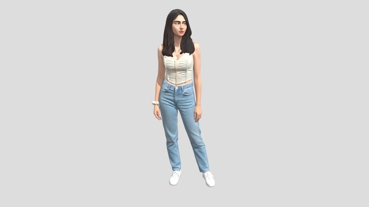 Casual Chic in Cream and Denim – Kostenloses 3D-Modell STL