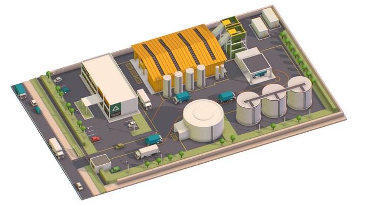 isometrical warehouse waste recycling station 3D Model