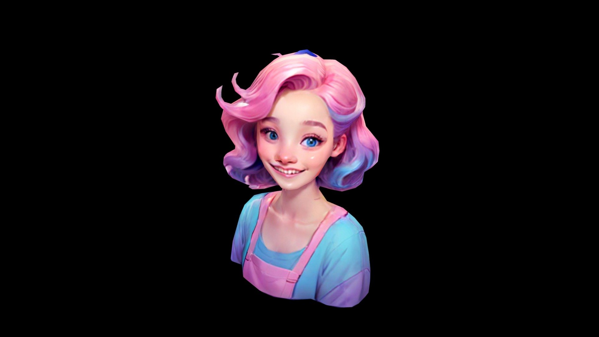 "Smiling Doll with Blue and Purple Hair" Hair Sm - Download Free 3D ...