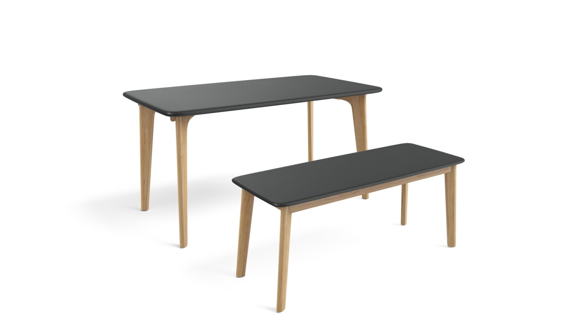 Fjord Rectangle Dining Table And Bench Set Download Free 3D model by