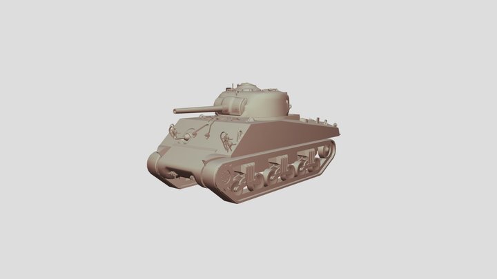 Low Poly M4A3(75)W Sherman tank 3D Model