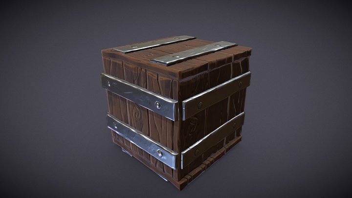 Stylized Wooden Crate 3D Model