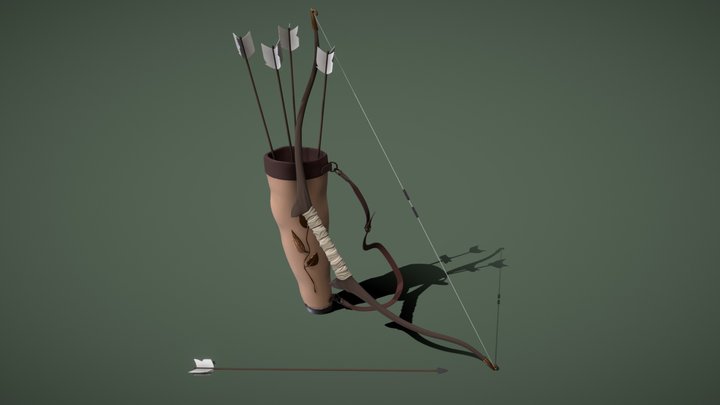 Bow And Quiver 3D Model