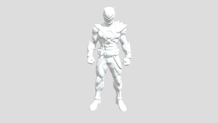 3D Power Ranger character, full metallic purple. 3D Model
