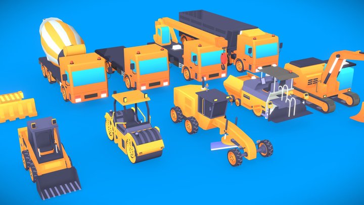 Low Poly Heavy Machinery Pack 3D Model