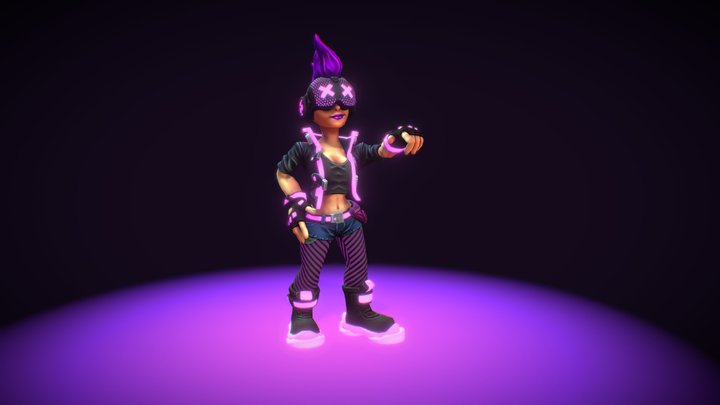 Cyberpunk Skater Girl 3D Model