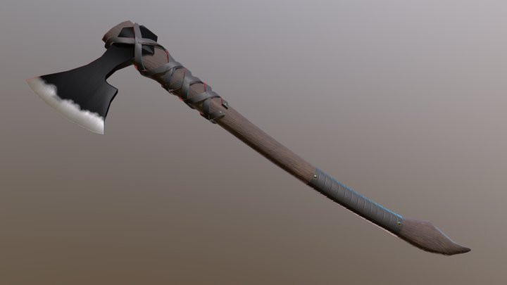 Ancient Vicking Battle Axe - Game Asset (Done) 3D Model