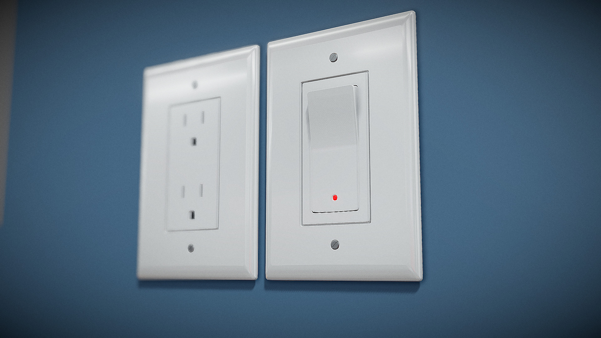 3D model Switch & electric outlet - This is a 3D model of the Switch & electric outlet. The 3D model is about a white light switch.