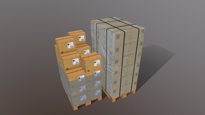 Pallets and boxes 400X300X300 3D Model