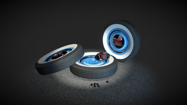 Chevrolet 40's wheels, tire 600-16 3D Model