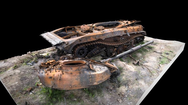Destroyed Russian tank. Irpin, Ukraine 3D Model