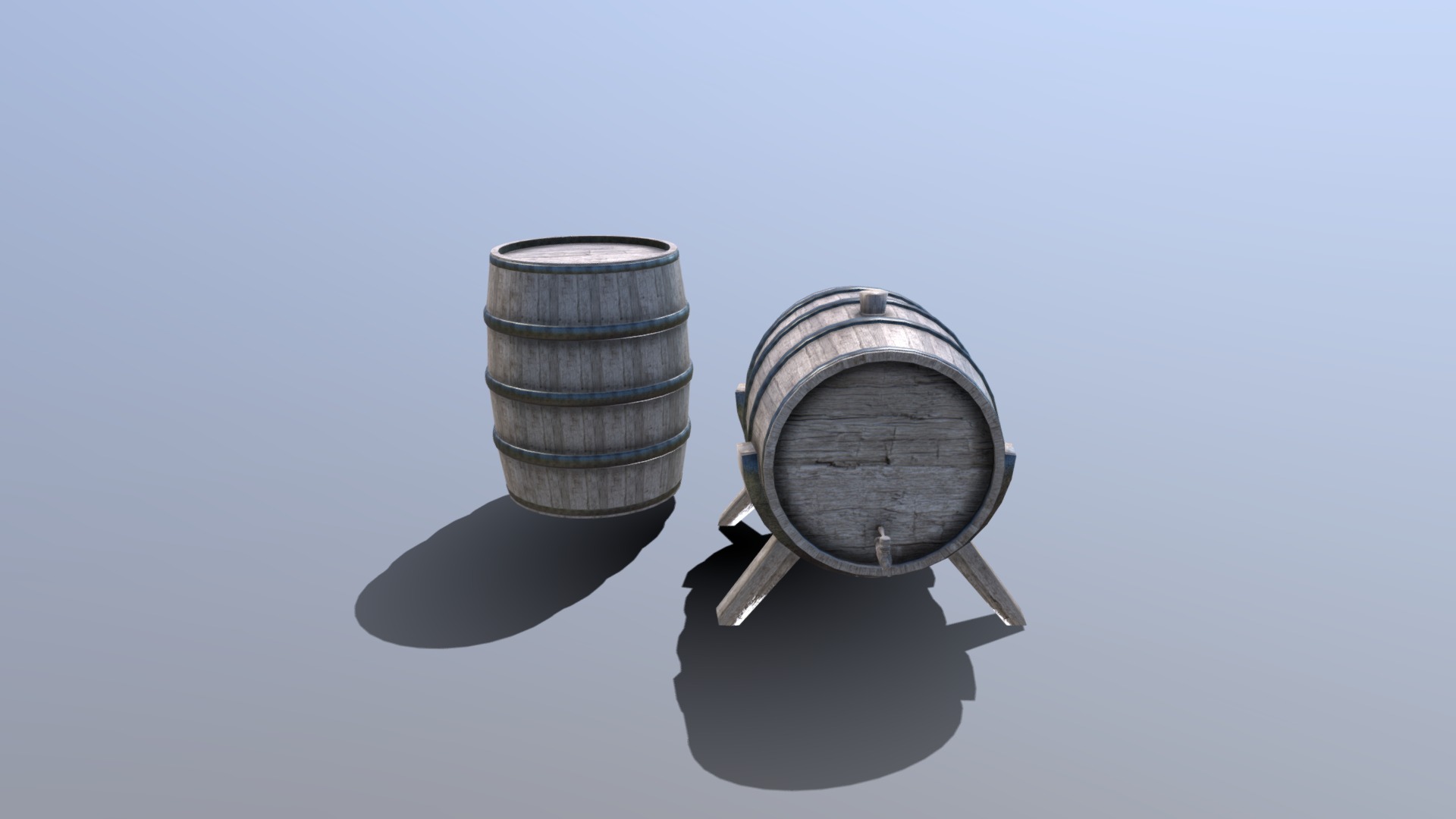 3D model Barrel- Set - This is a 3D model of the Barrel- Set. The 3D model is about a pair of metal coins.
