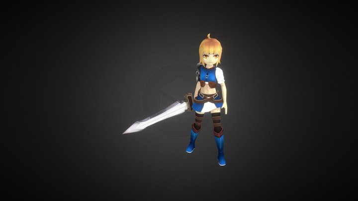 Game Blond Girl 3D Model
