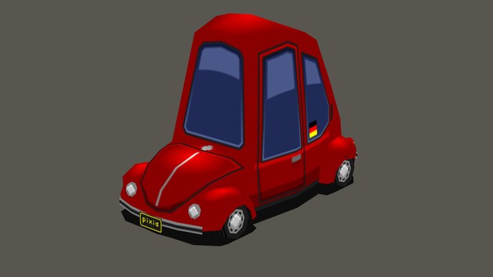 Pixel Low-poly Cartoonish VW Classic Beetle 3D Model