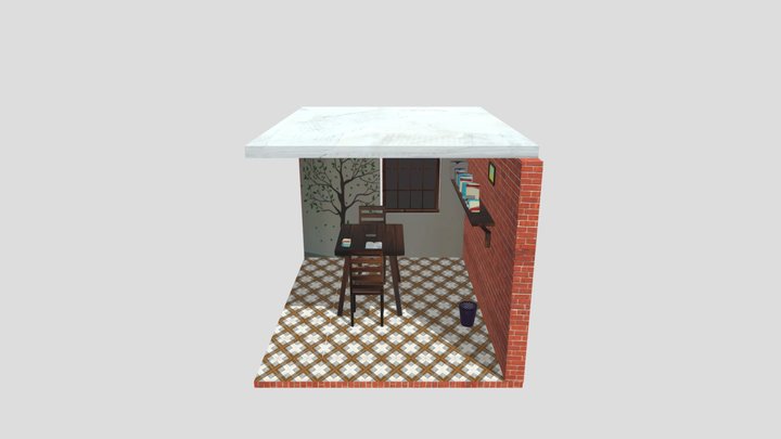 Reading Room With Book Self 3D Model