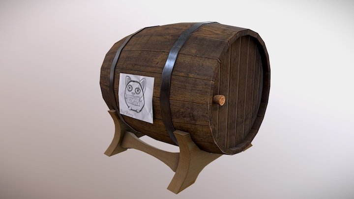 Wooden Barrel 3D Model
