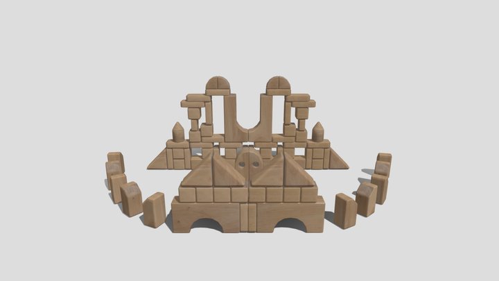 Castle with Wooden Unit Blocks 3D Model