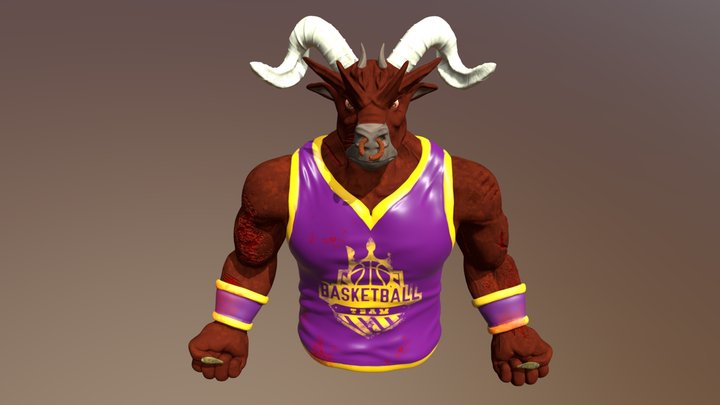 Minotaur Demon Basketball Fan 3D Model