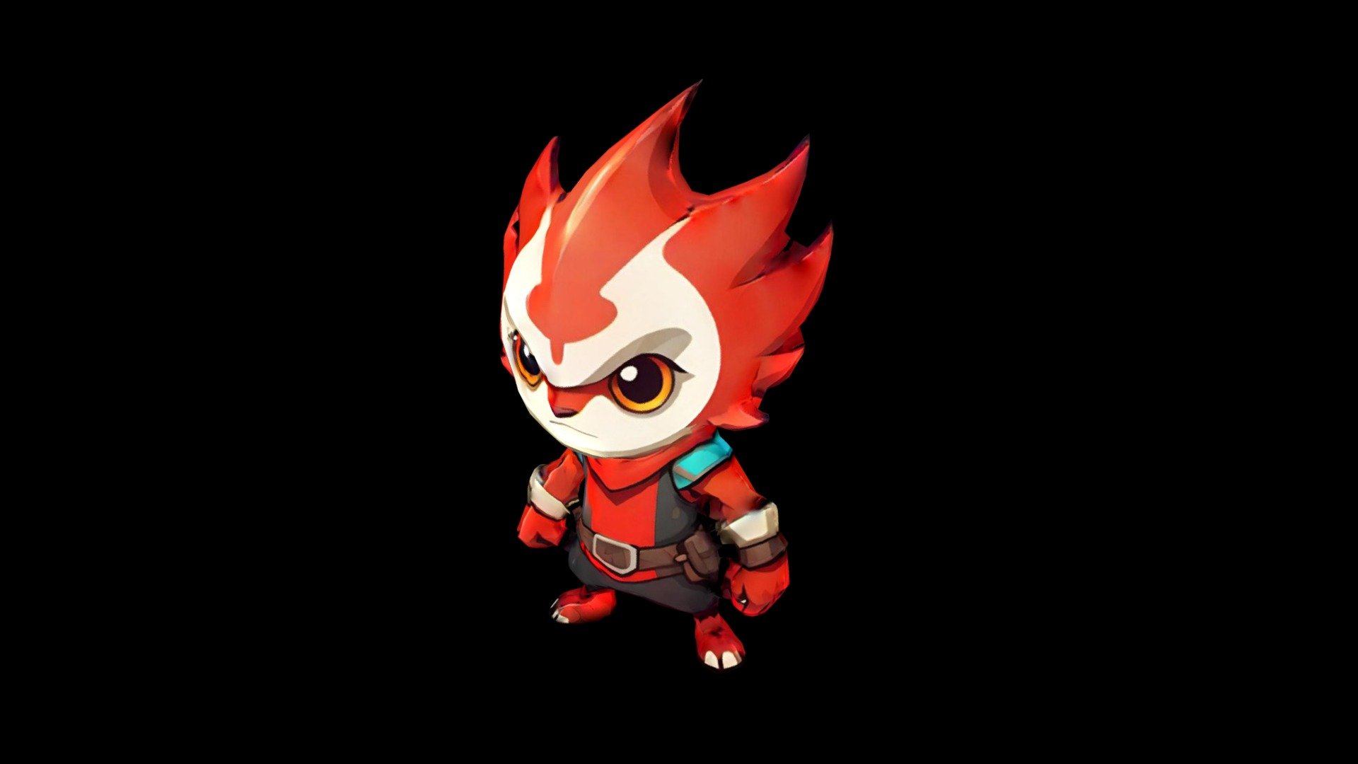 A chibi style illustration of a red and white ma - Download Free 3D ...