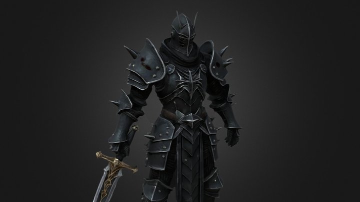 Fearsome Dark Knight Spiked Armor Massive Sword 3D Model