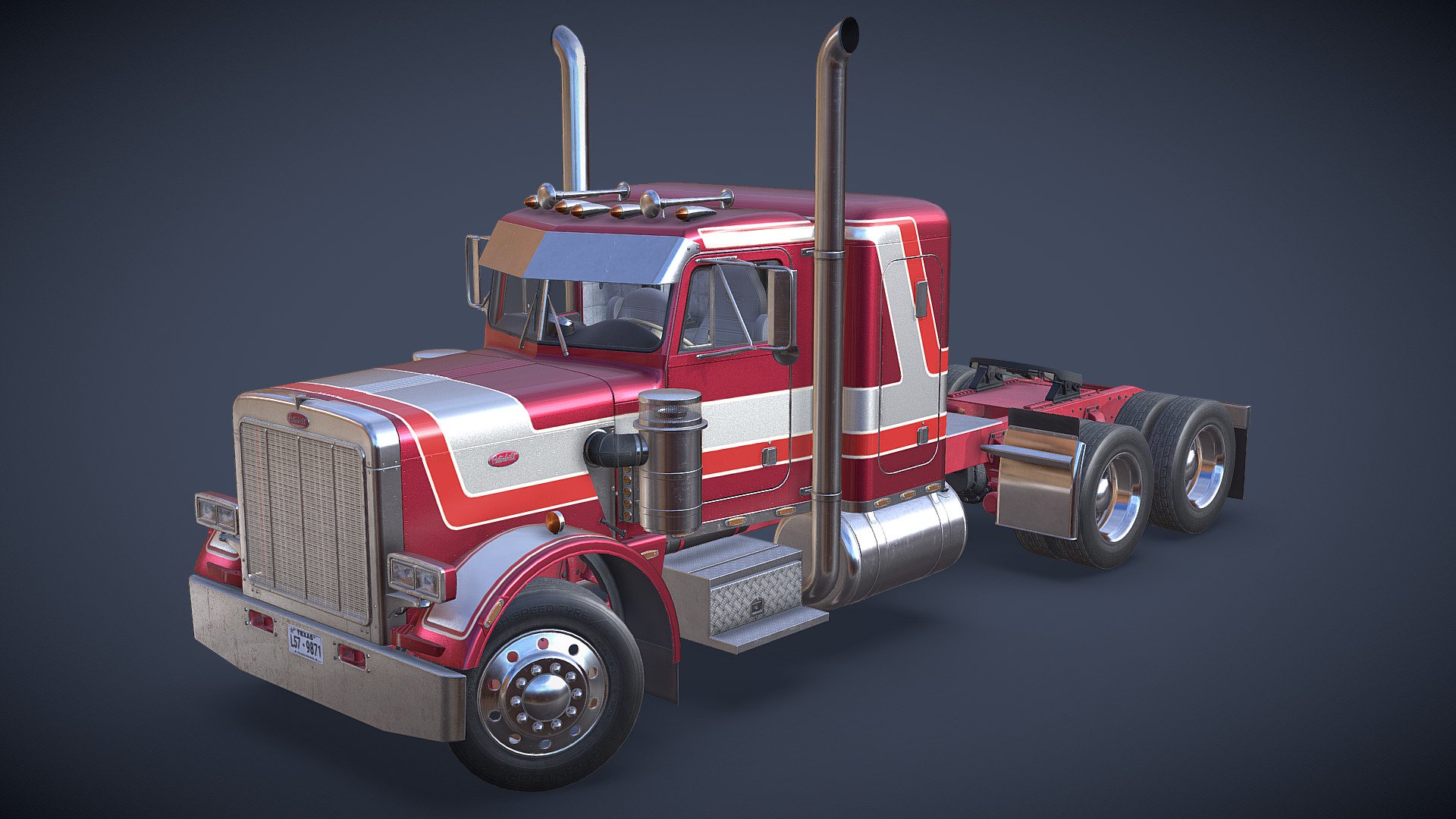 1987 Peterbilt 359 Sleeper S - Cherry - Buy Royalty Free 3d Model By 