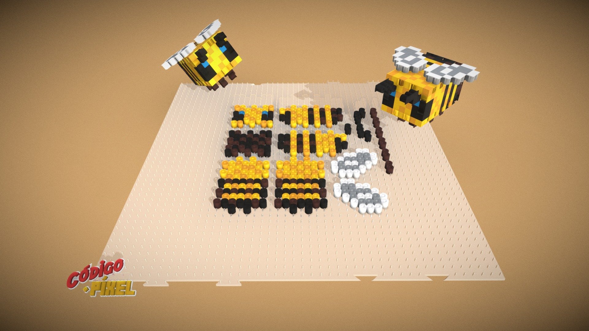 3D Perler Fuse Beads - Bees - Buy Royalty Free 3D model by Código Píxel  (@codigopixel) [0d9ce74]