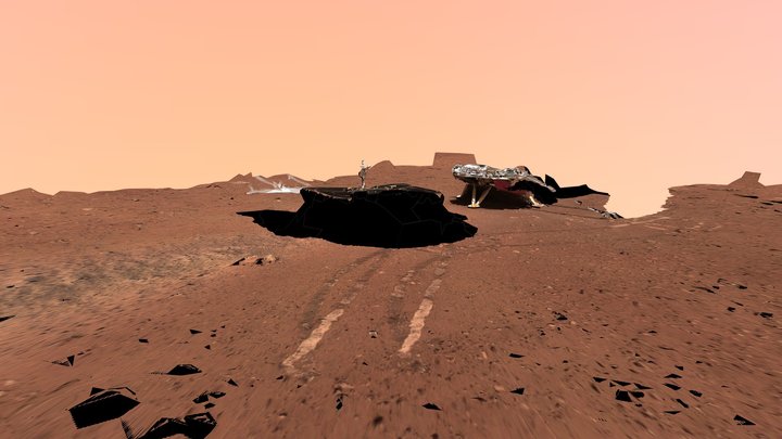 Zhurong landing site and Sol 20 workspace (Mars) 3D Model