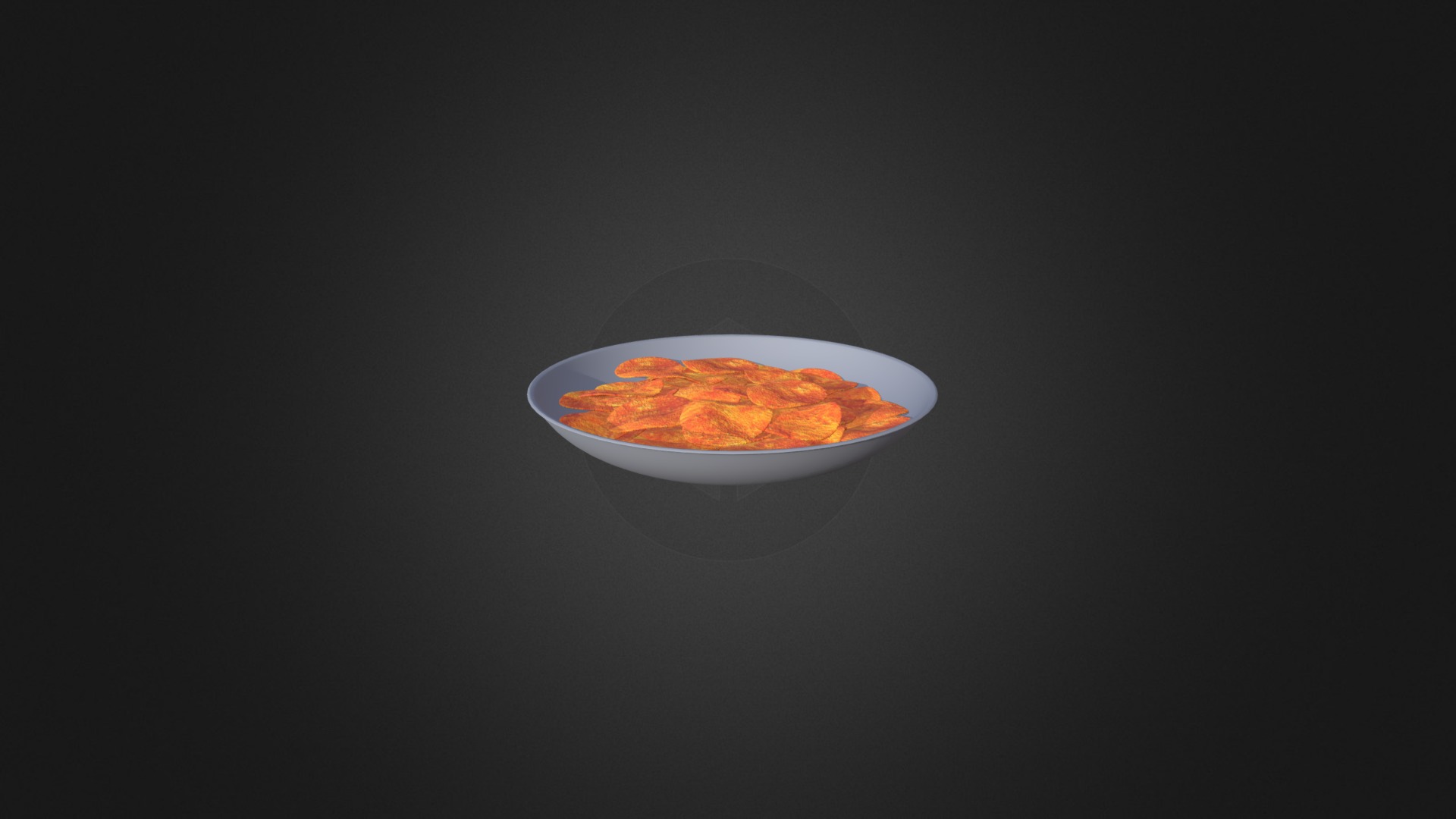3D model Chips - This is a 3D model of the Chips. The 3D model is about a bowl of orange liquid.