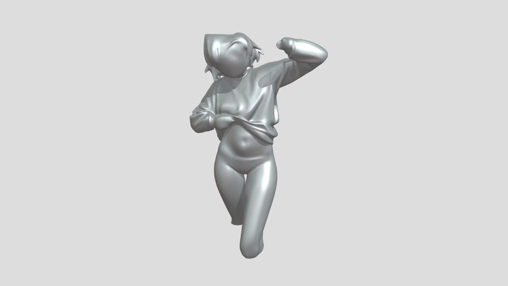 anime-style girl posing in shirt and underwear 3D Model
