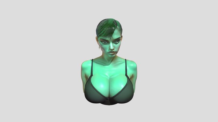 Woman in a black dress 3D Model
