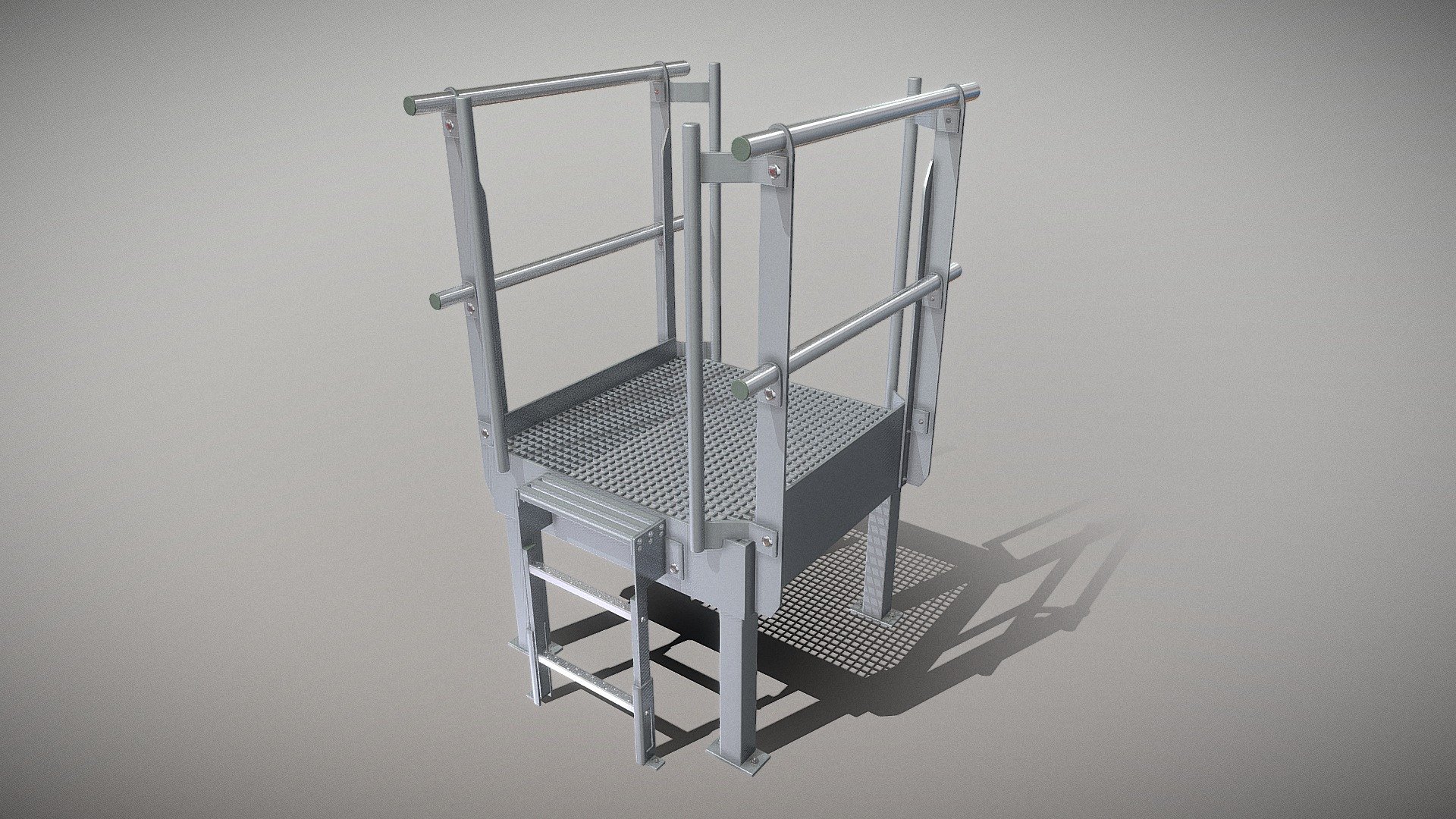 Industrial Metal Podium with Ladder (High-Poly)