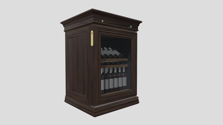 Wine fridge 39 wood 3D Model