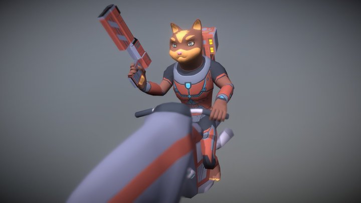 Cat bounty hunter 3D Model