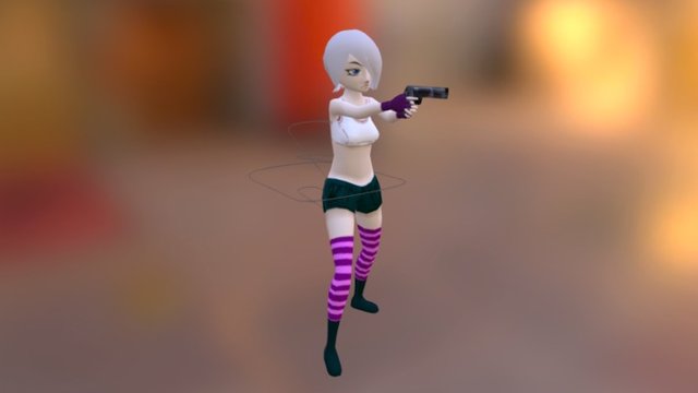 Girl with gun 3D Model