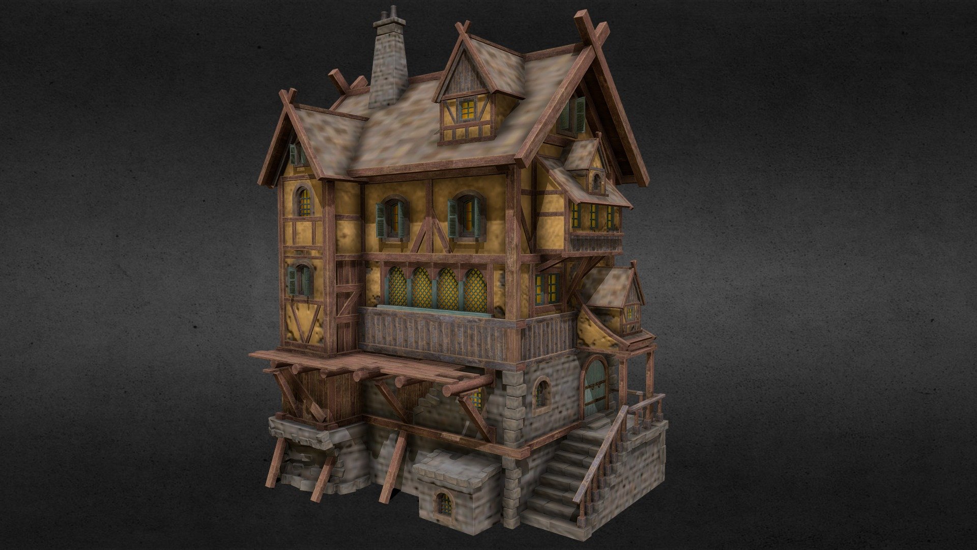 Town house - 3D model by 3DBazaar (@muratosan) [0db64b6] - Sketchfab