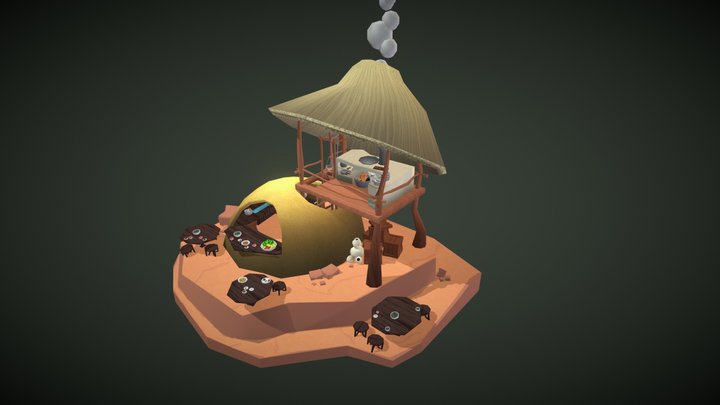 African Tribal Food Stall - DAE Bazaar 3D Model