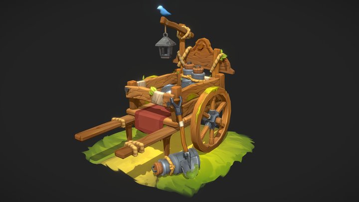 [Student Work] Farmer's Wooden Cart 3D Model