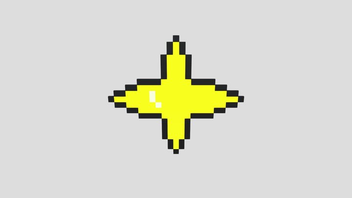 Shining Star Pixel Art 3D Model
