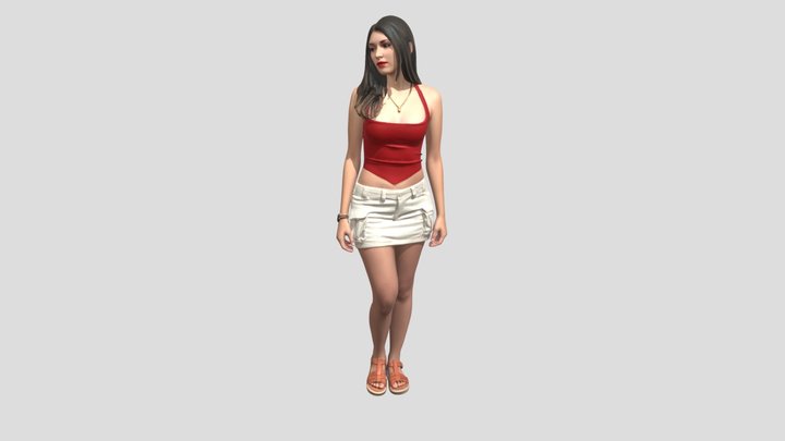 Crimson One-Shoulder Top with Mini Skirt – Kostenloses 3D-Modell STL