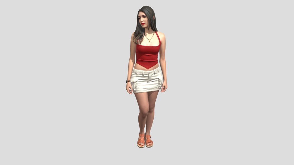 Crimson One-Shoulder Top with Mini Skirt