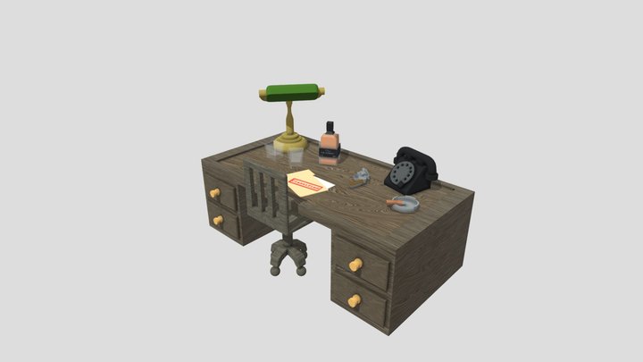 Detective's Desk 3D Model