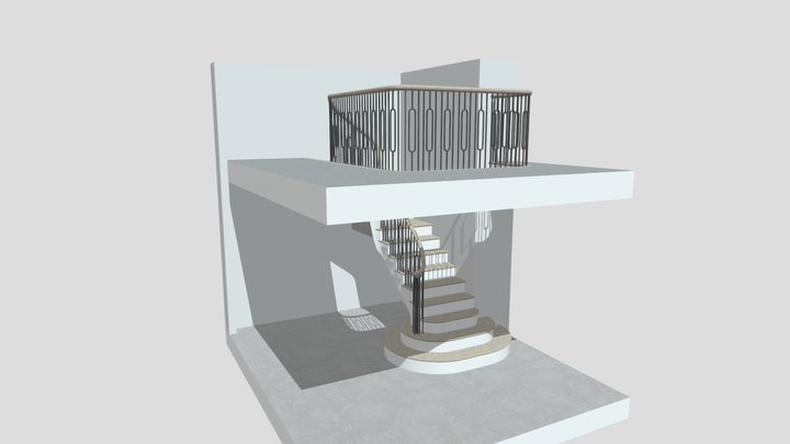 St Albans - concrete stairs clad with oak 3D Model
