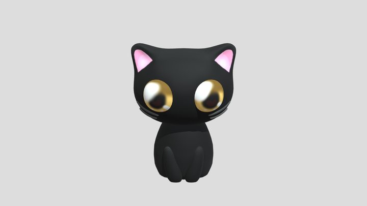 Cute Black Cat 3D Model