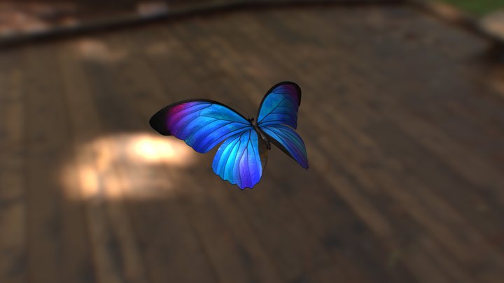 Animated Blue Morpho Butterfly 3D Model
