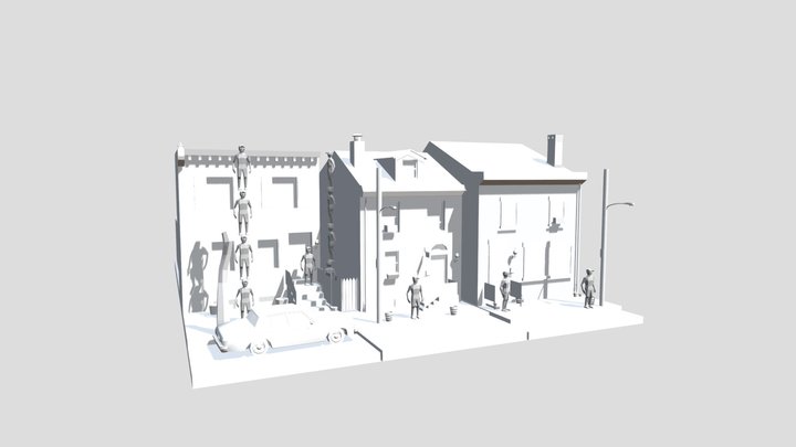 Philadelphia - Rowhomes blockouts 3D Model