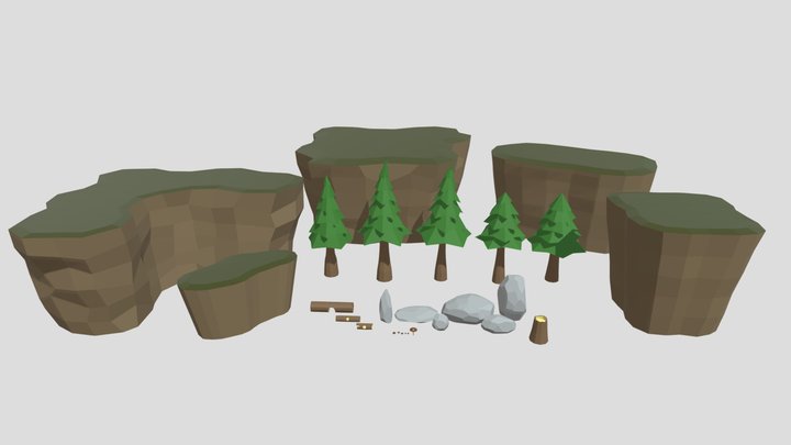 Low Poly Forest Objects 3D Model