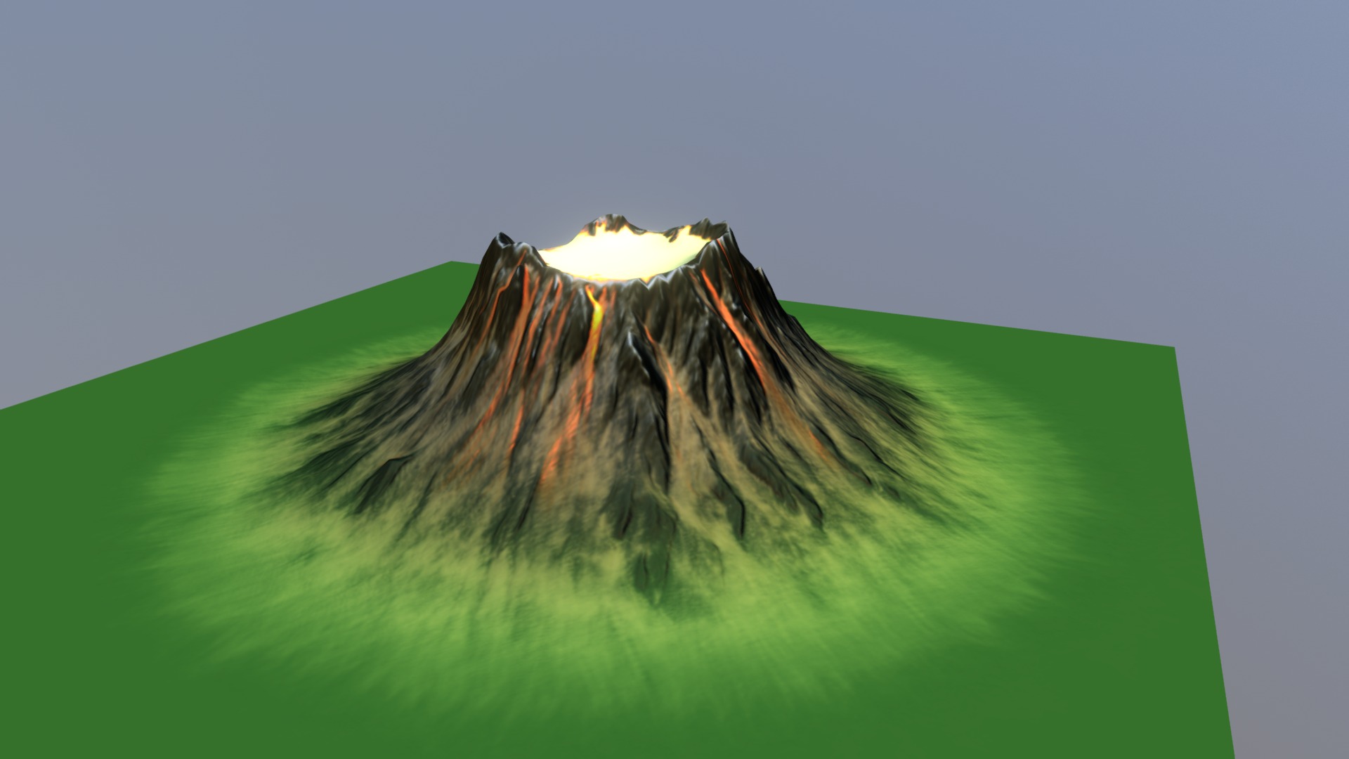 3D model Volcano - This is a 3D model of the Volcano. The 3D model is about a volcano erupting at night.