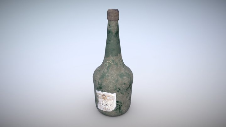 Rum Bottle Pirate 3D Model